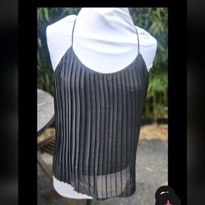 Black Pleated Camisole Tank Top Women's Size M Jella Couture Lined